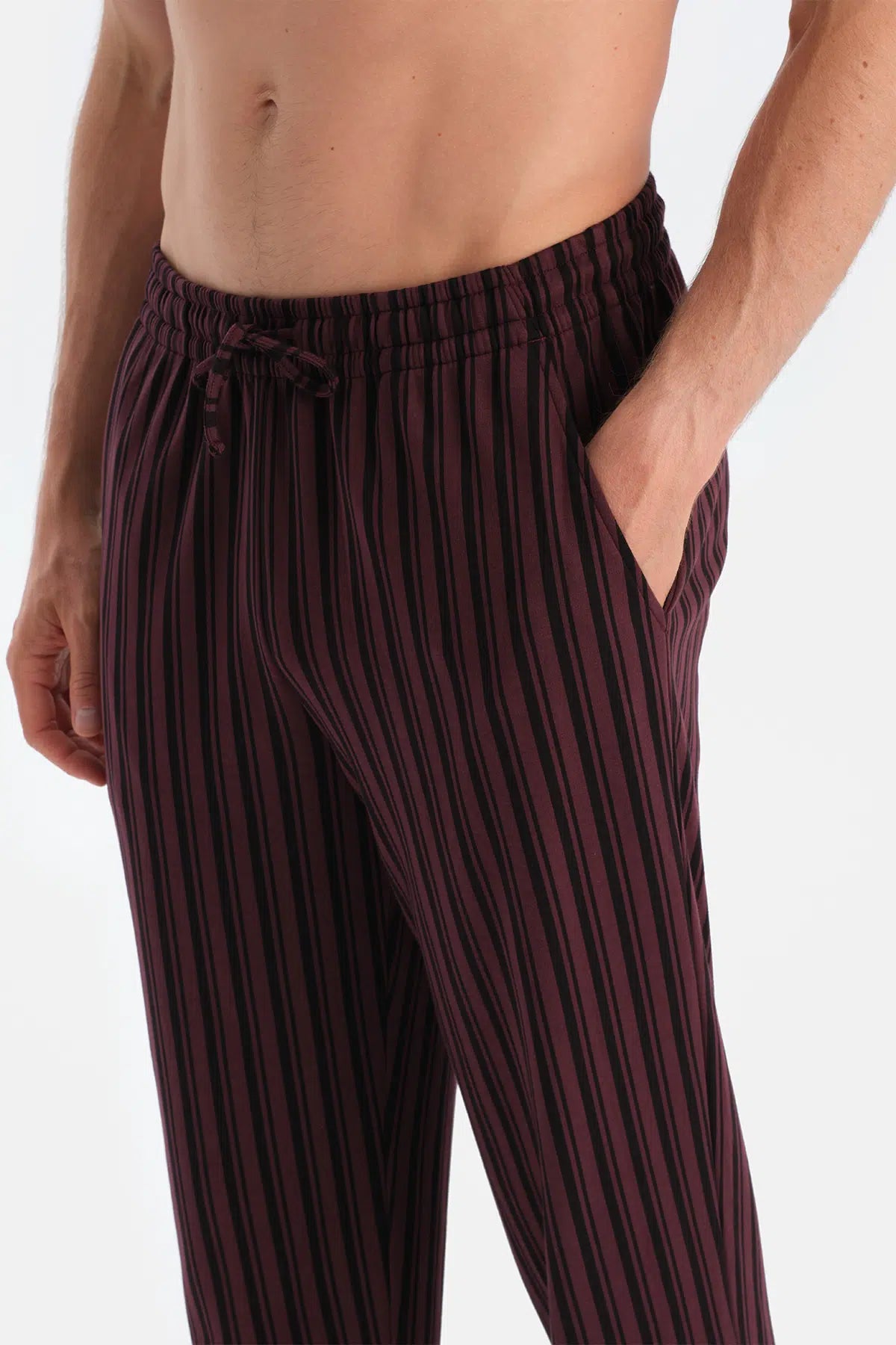 Bordo Desenli Örme Pantolon