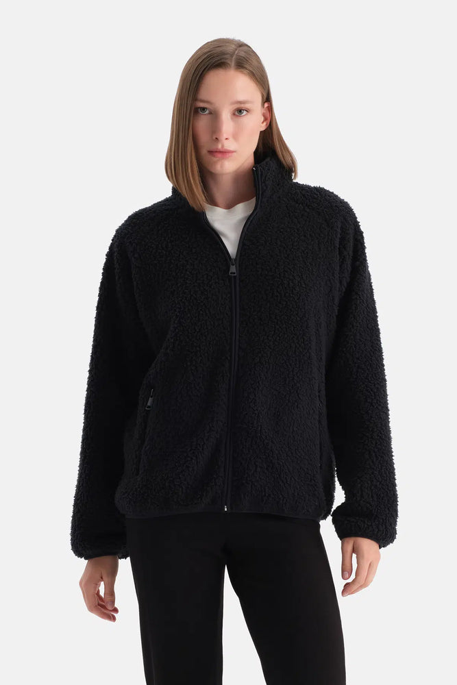 Siyah Kadın Polar Sweatshırt