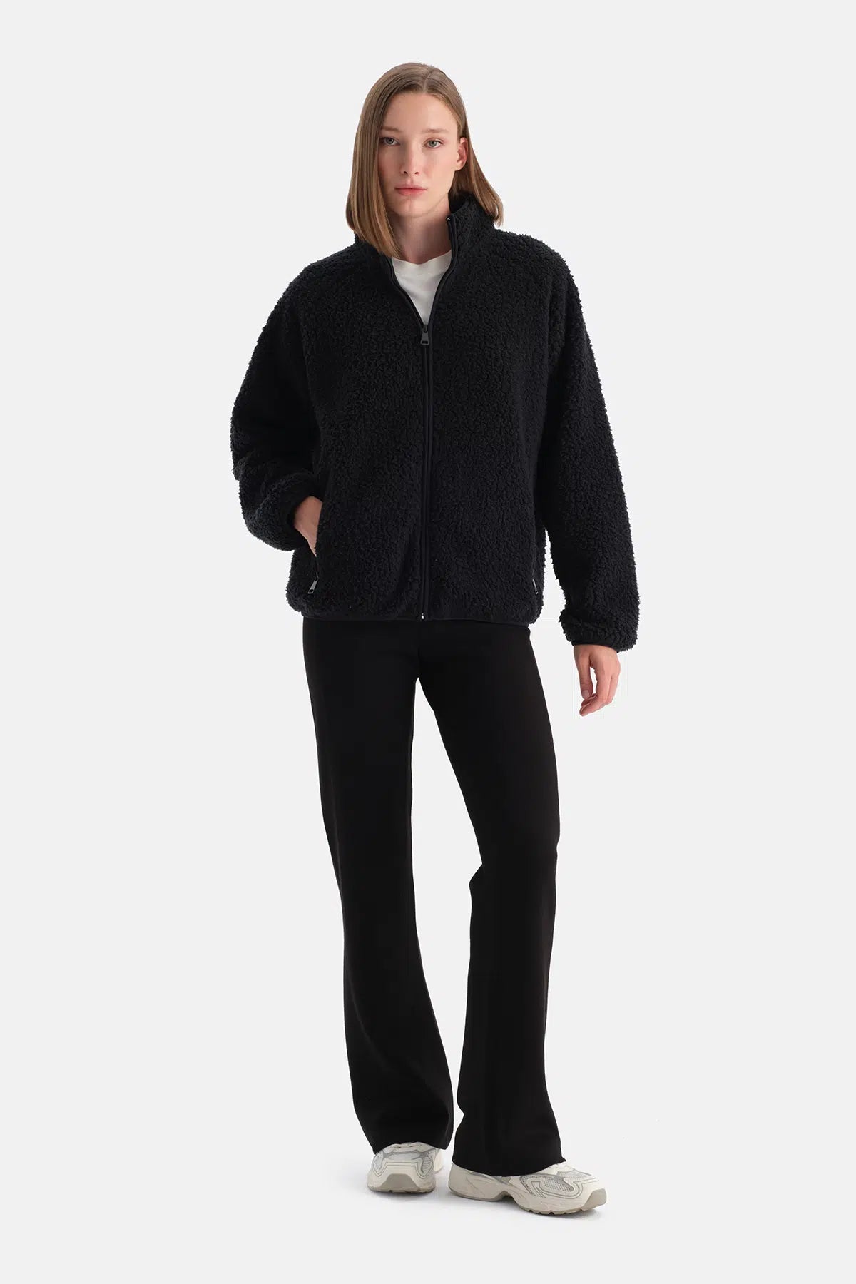 Siyah Kadın Polar Sweatshırt