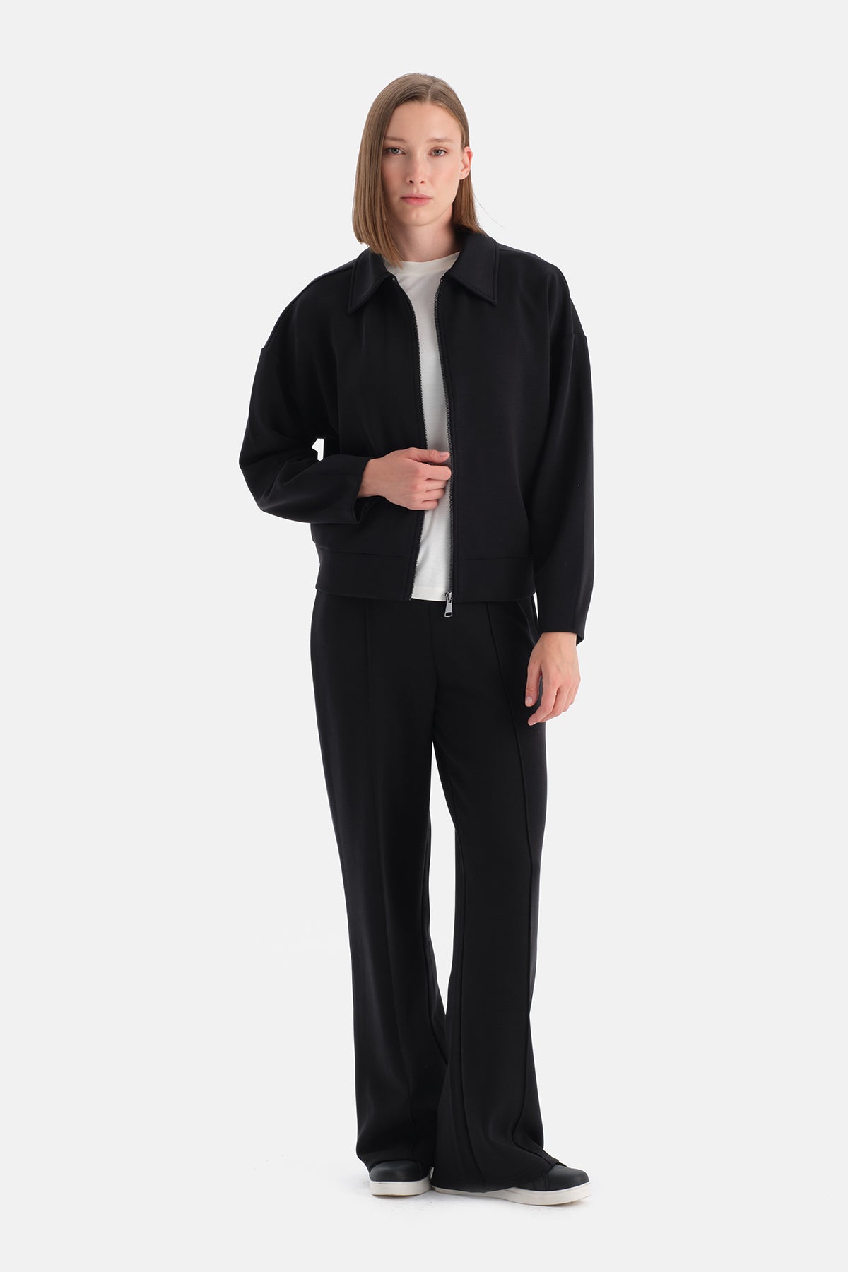 Siyah Travel İçi Şardonlu Modal Sweatshirt