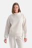 Ekru Melanj Travel Dik Yaka Üç İplik Sweatshirt