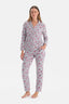 Açık Gri Çiçekli Termal Pijama Takımı
