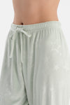 Su Yeşili Gofre Yıldız Baskılı Tişört Pantolon Pijama Takımı