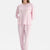 Açık Pembe Gofre Kar Baskılı Tişört Pantolon Pijama Takımı