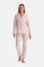 Açık Pembe Baskılı Termal Gömlek Pantolon Pijama Takımı