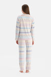 Multicolor Baskılı Kadife Gömlek Pantolon Pijama Takımı