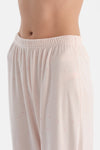 Ekru Parlak Yıldız Baskılı Kadife Tişört Pantolon Pijama Takımı