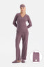 Mürdüm Travel Pointel V Yaka Tişört Pantolon Pijama Seti