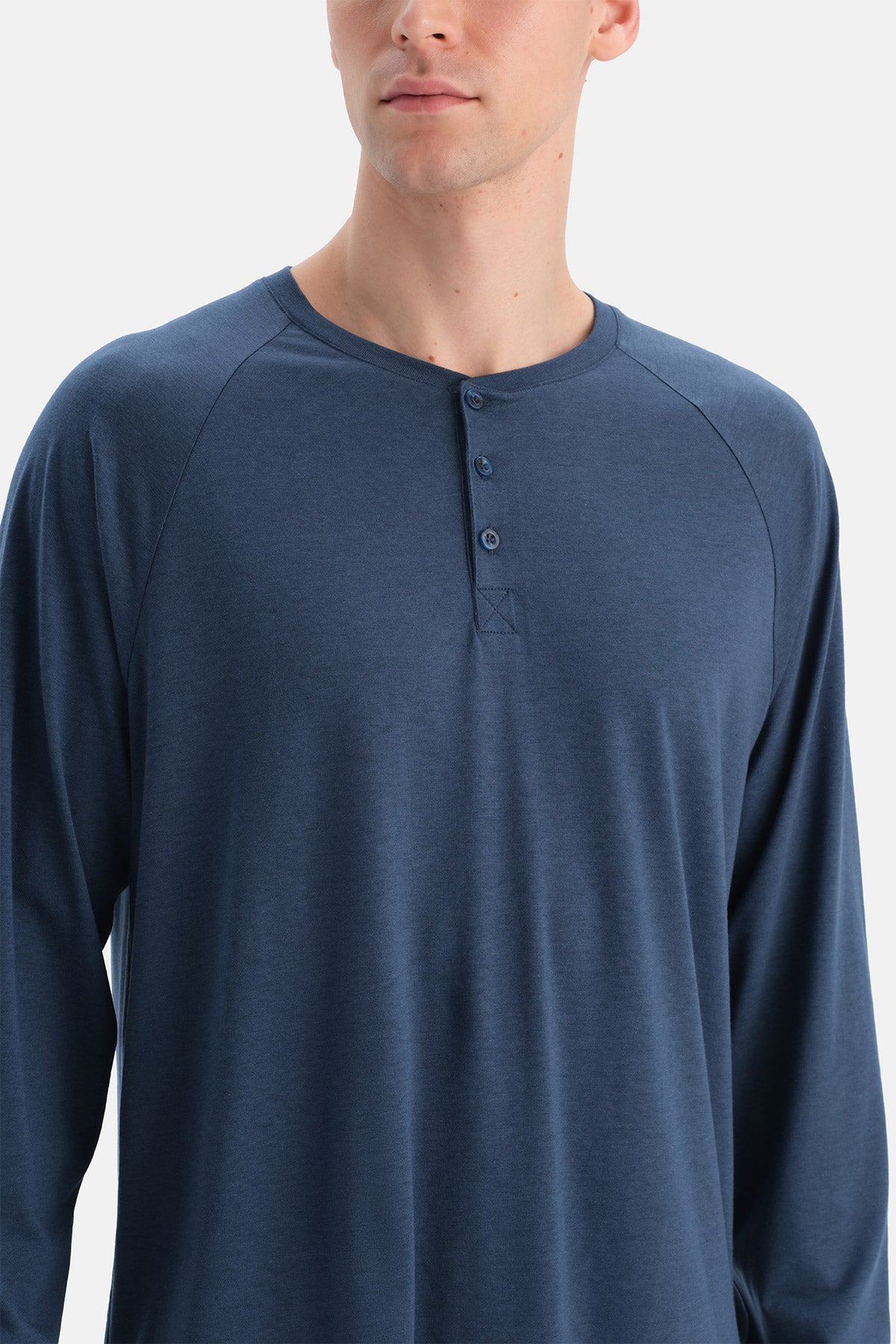 Lacivert Reglan Uzun Kollu Basıc Tişört Pantolon Pijama Takımı