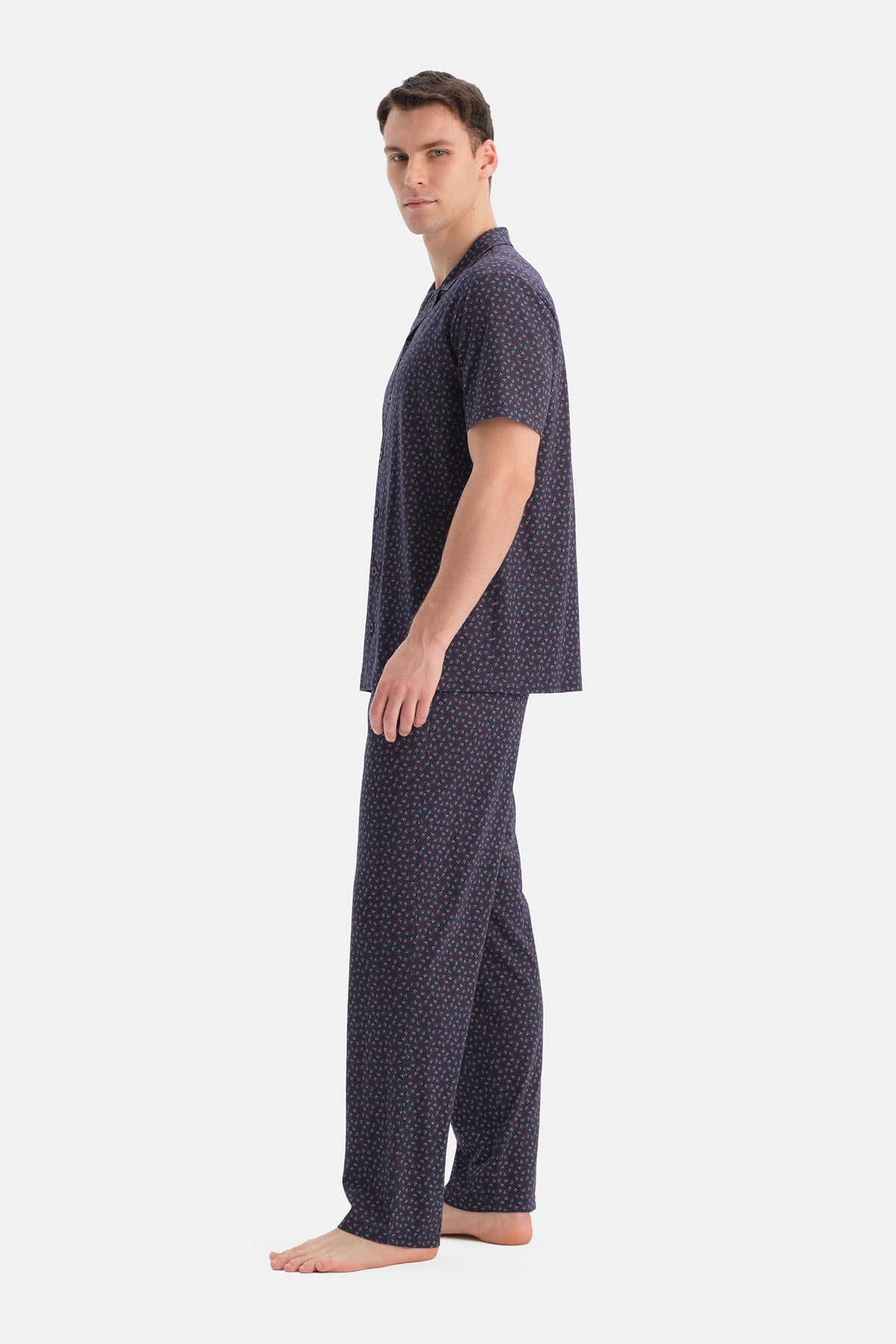 GEOMETRİK DESENLİ PAMUK MODAL GÖMLEK PANTOLON TAKIM