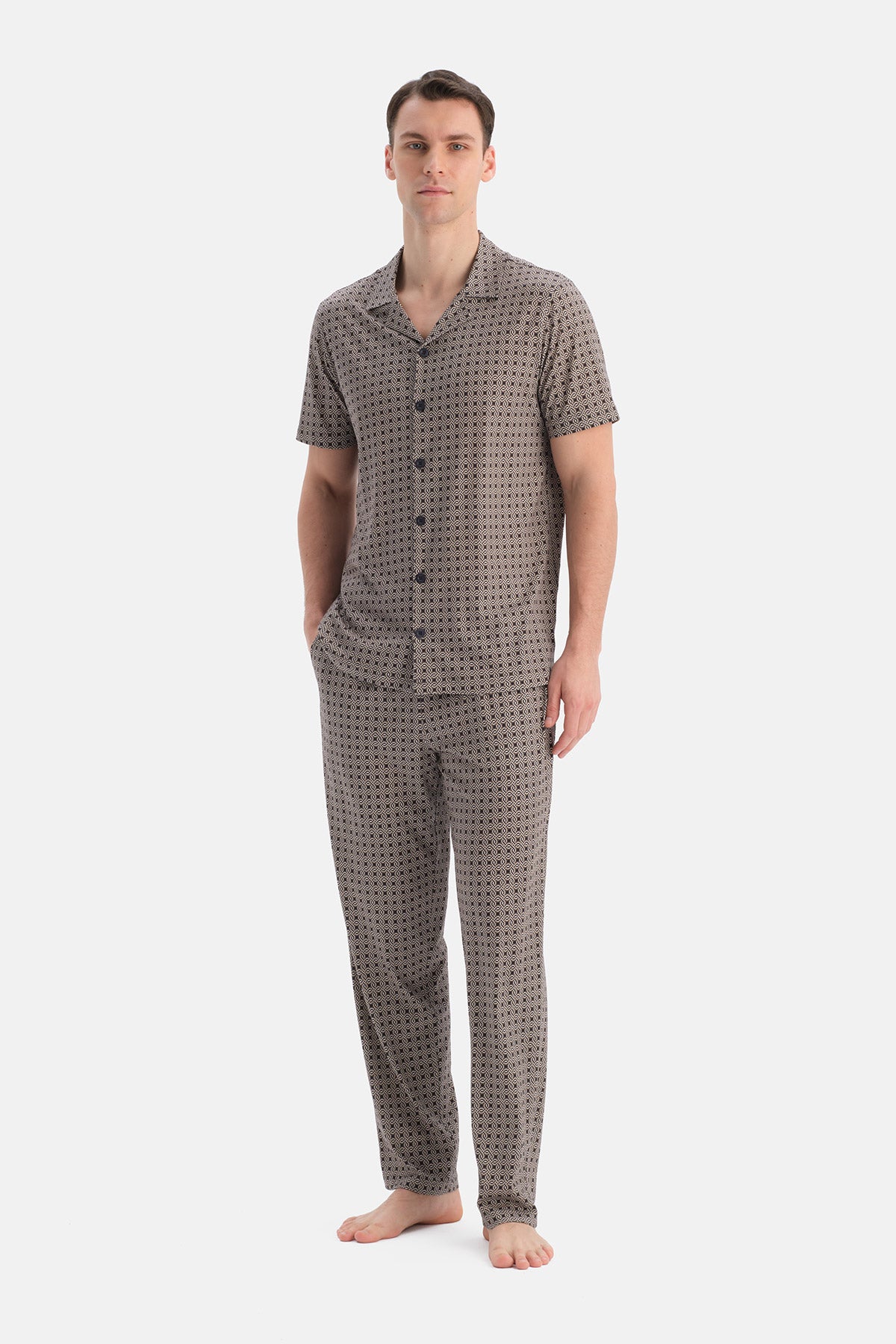 Multicolor Geometrik Desenli Gömlek Pantolon Takım