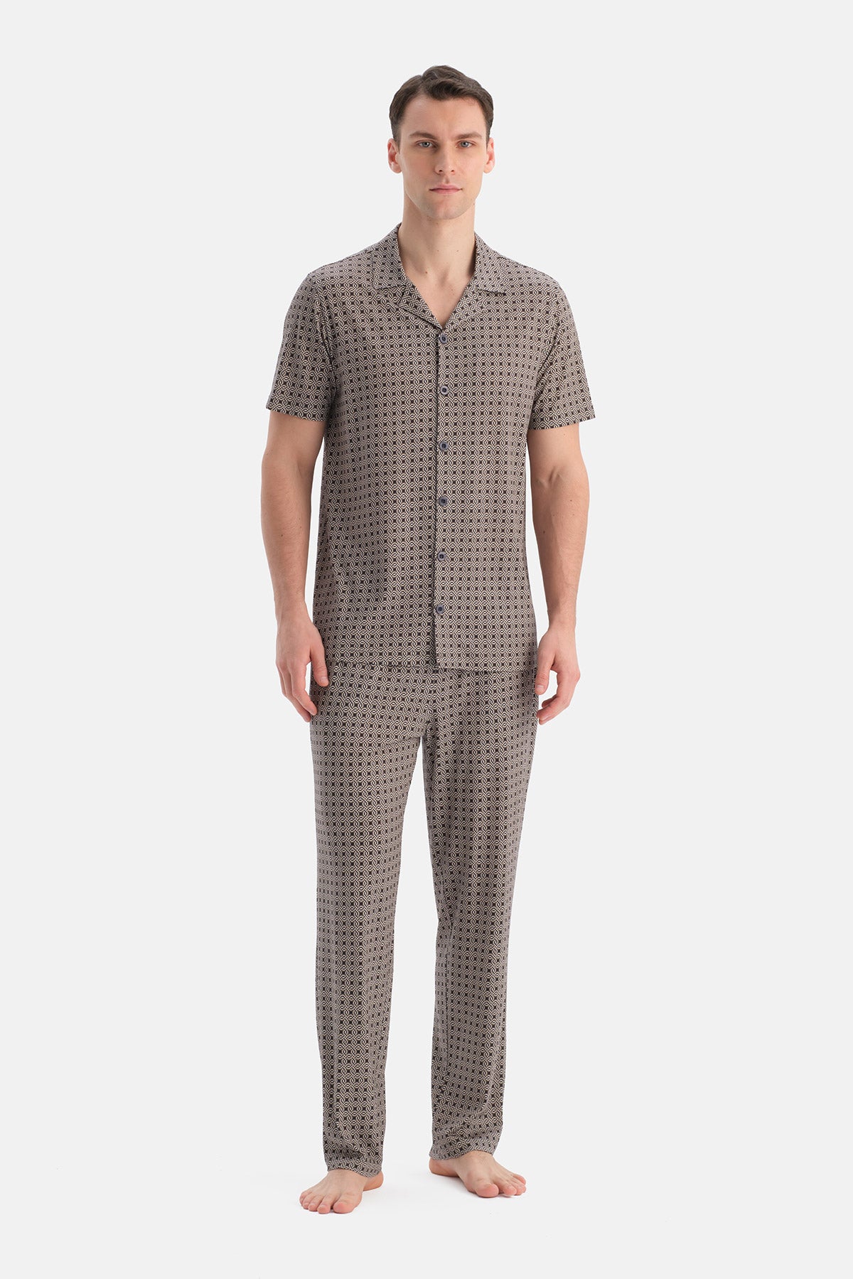 Multicolor Geometrik Desenli Gömlek Pantolon Takım