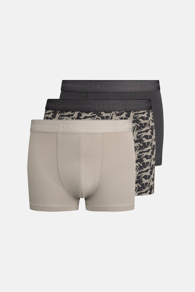 ANTRASİT-GRİ 5210 3'lü Desenli Pamuk Boxer