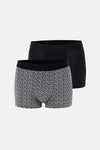Siyah 5210 2'li Desenli Pamuk Boxer