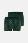 Koyu Yeşil 5210 2'li Desenli Pamuk Boxer