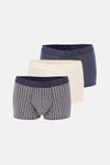 BUZ MAVİSİ-FÜME 4210 3'lü Desenli Micro Modal Boxer
