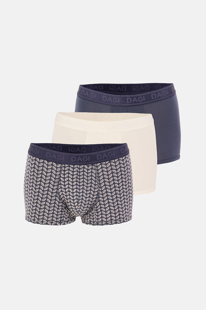 BUZ MAVİSİ-FÜME 4210 3'lü Desenli Micro Modal Boxer