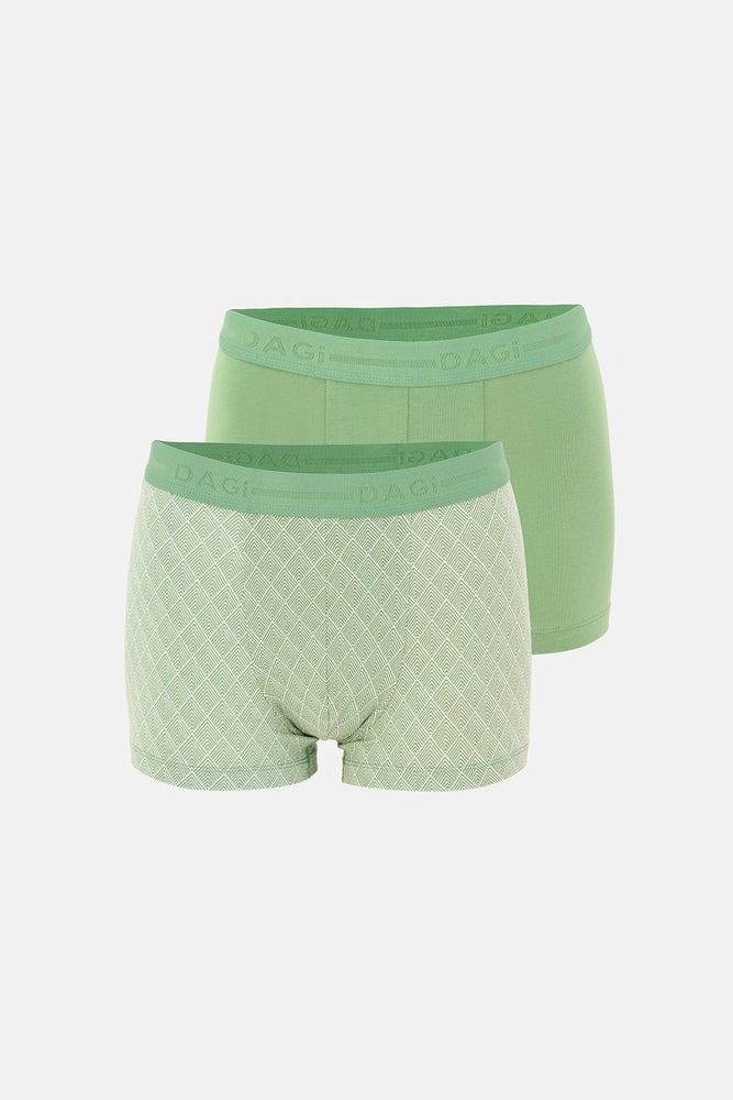 Yeşil 5210 2'li Desenli Pamuk Boxer