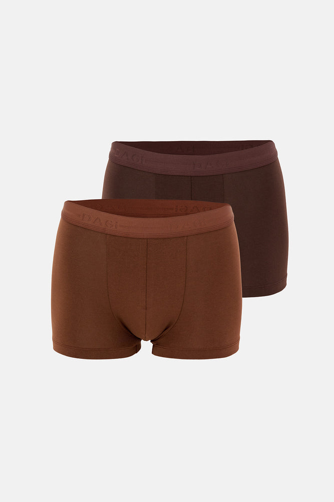 Kahverengi 5210 2'li Desenli Pamuk Boxer