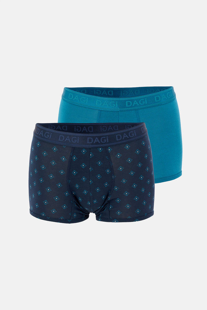 Lacivert-Mavi Desenli Micro Modal Boxer