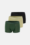 KOYU YEŞİL-YEŞİL 3'lü Düz Micro Modal Boxer