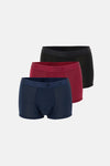 Bordo-Siyah 3'lü Desenli Micro Modal Boxer