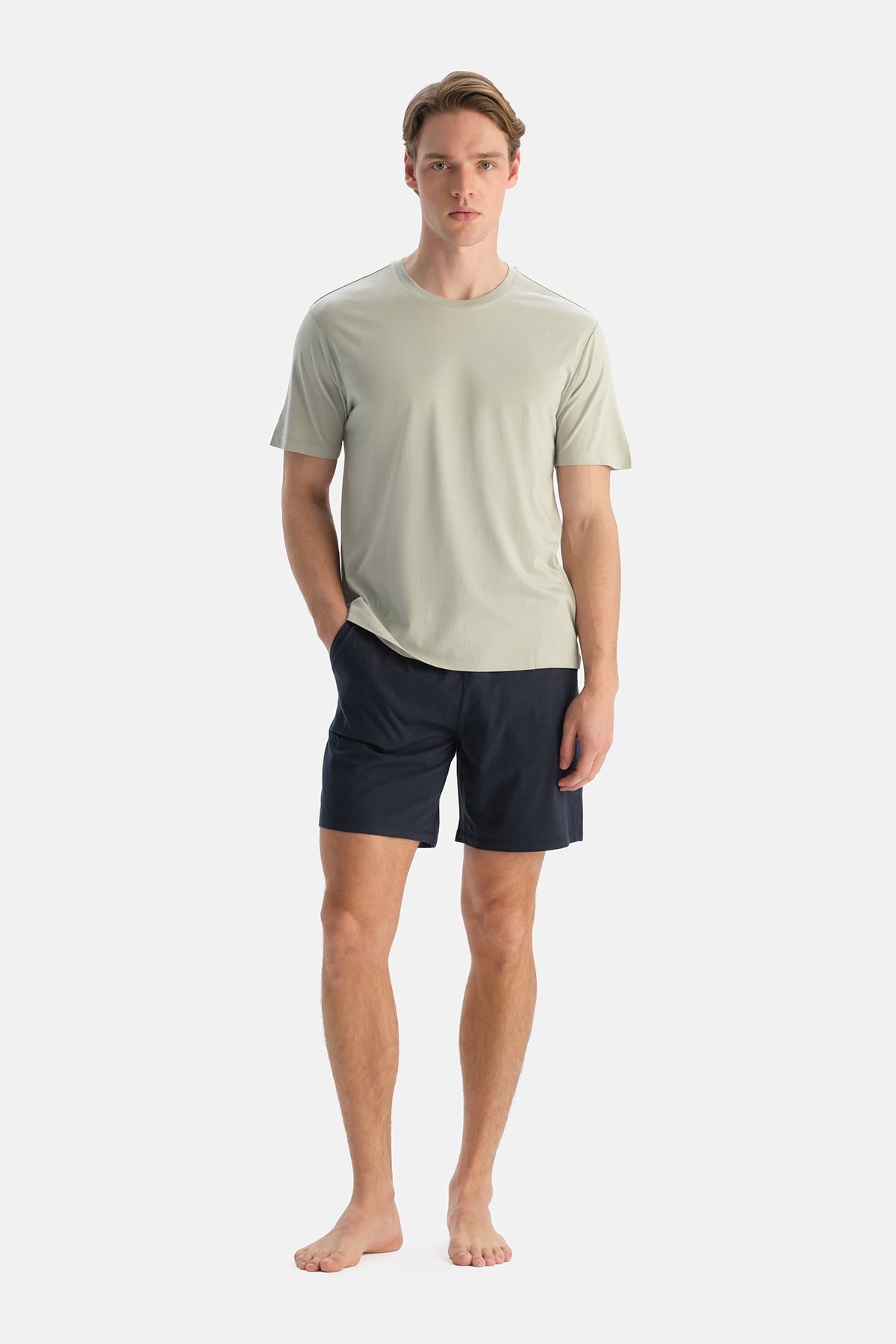 Mint Yeşili Bisiklet Yaka Tişört Şort Takım