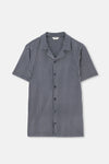Lacivert Çizgili Kısa Kollu Gömlek Şort Takım