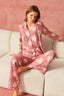 Pembe Leopar Desenli Pamuk Modal Gömlek Pijama Takımı