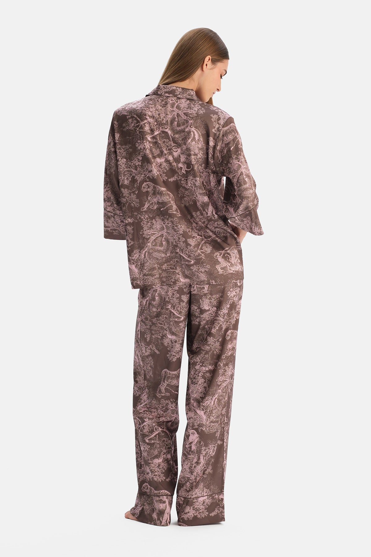 Multicolor Truvakar Kollu Dokuma Gömlek Pijama Takımı