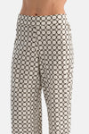 Ekru Geometrik Desenli Pamuk Modal Pijama Takımı