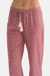 Pembe Geometrik Desenli Pamuk Modal Atlet Pantolon Pijama Takımı