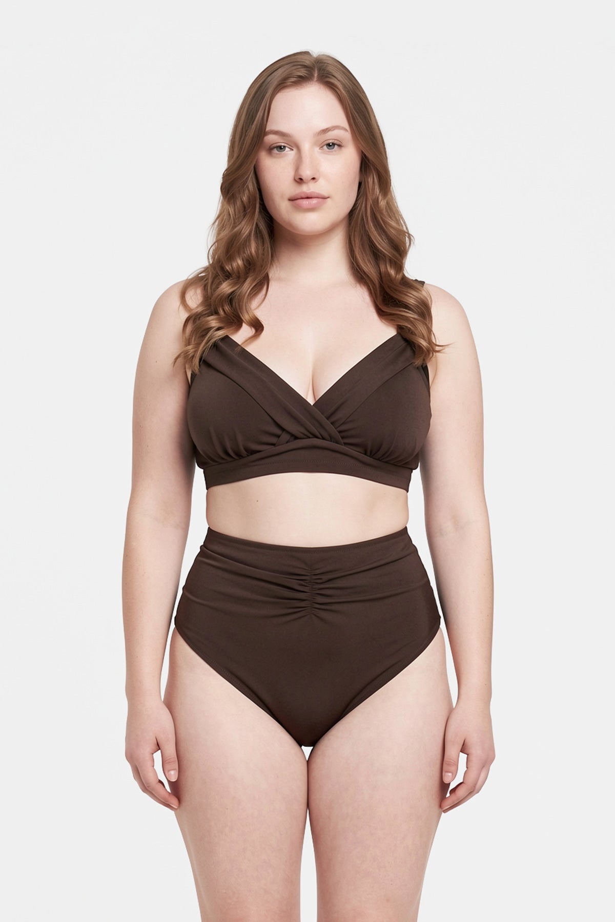 Kahverengi Korseli Toparlayıcı Bikini Üst