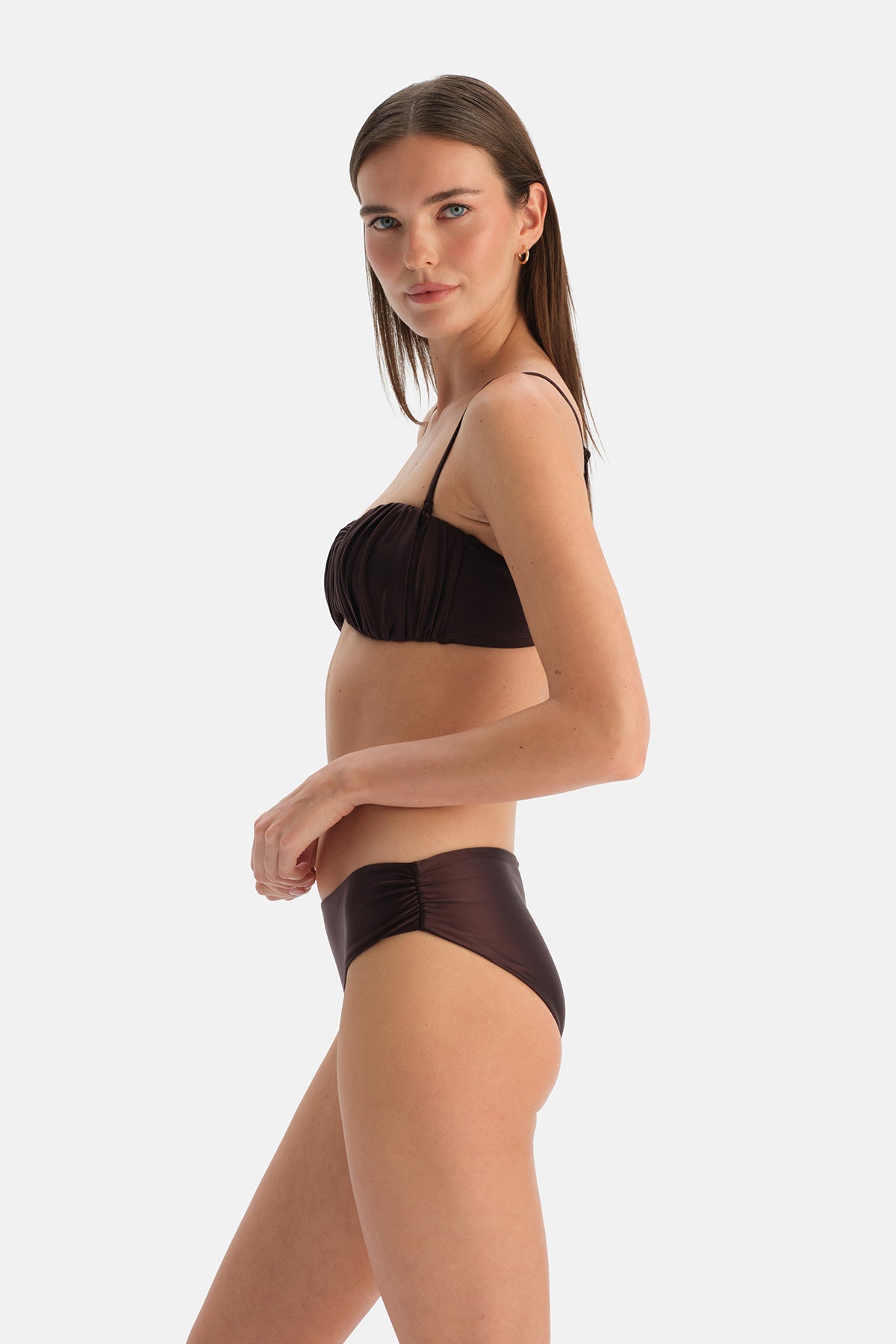 Kahverengi Straplez Bikini Üst