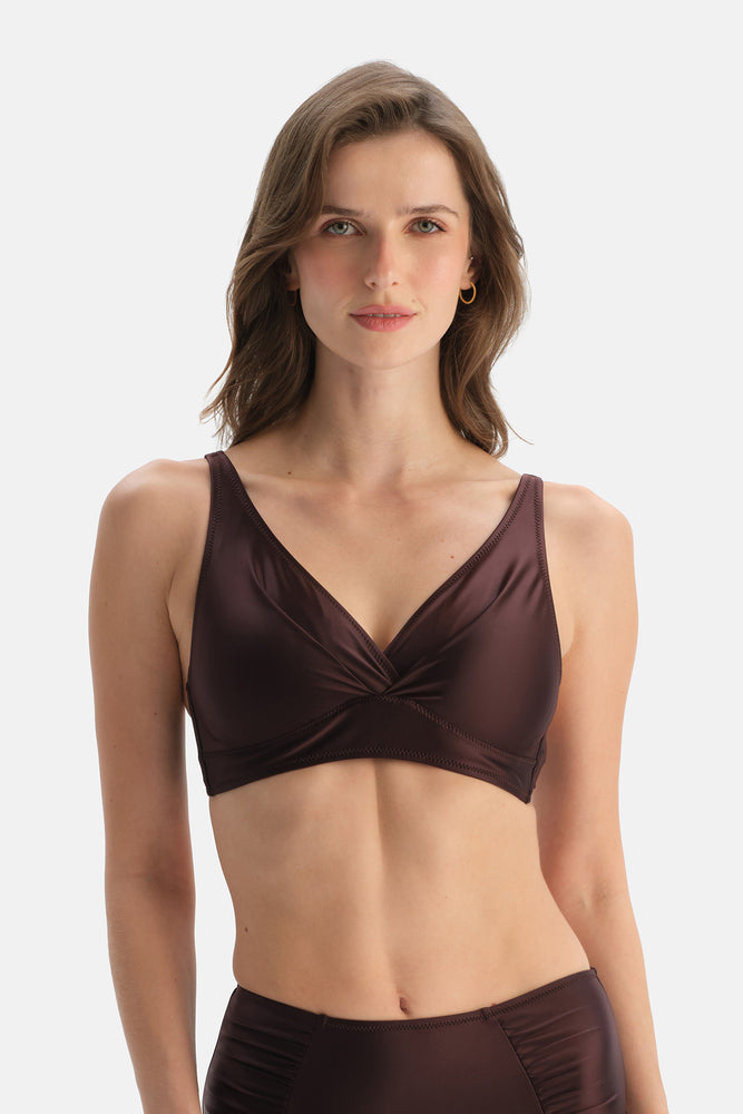 Kahverengi Toparlayıcı Bikini Üst