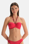 Kırmızı Straplez Bikini Üst