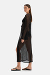 Siyah Dantelli Uzun Kimono