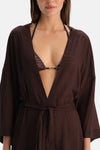 Kahverengi Kahverengi Kısa Kimono