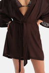 Kahverengi Kahverengi Kısa Kimono