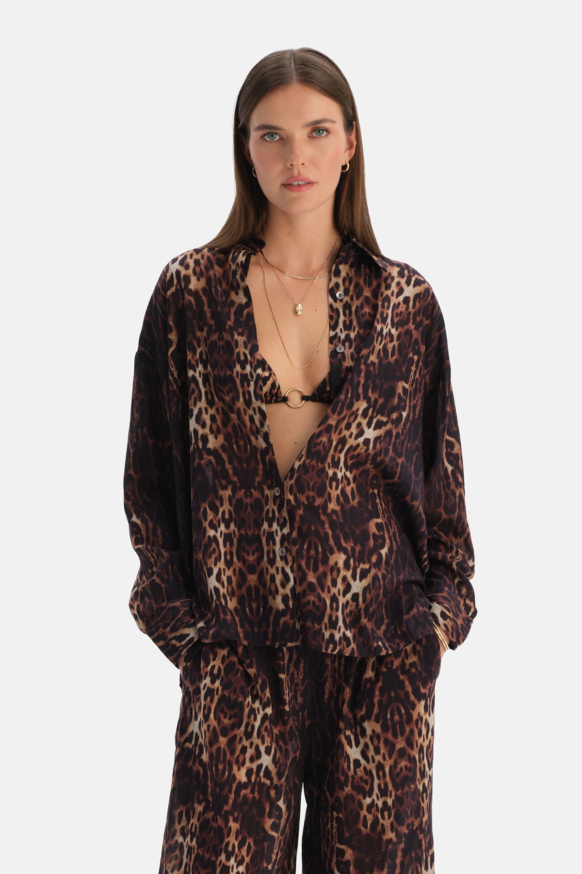 Multicolor Leoparlı Gömlek