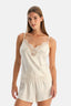 Kırık Beyaz Saten Bride Dantelli Camisole