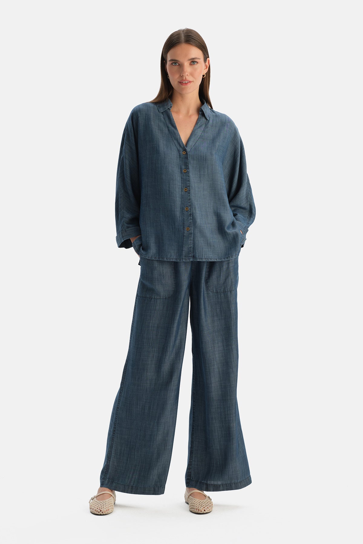 Indigo Tencel Denim Gömlek