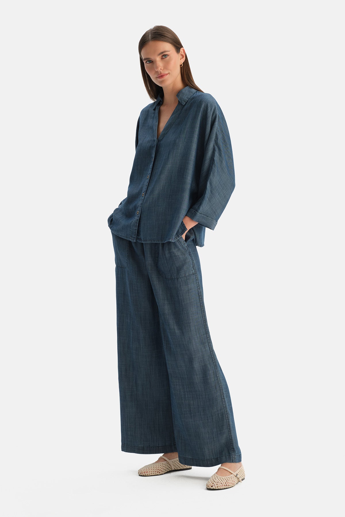 Indigo Tencel Denim Gömlek