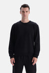 Siyah Bis Yaka Ribana Detaylı Sweatshirt