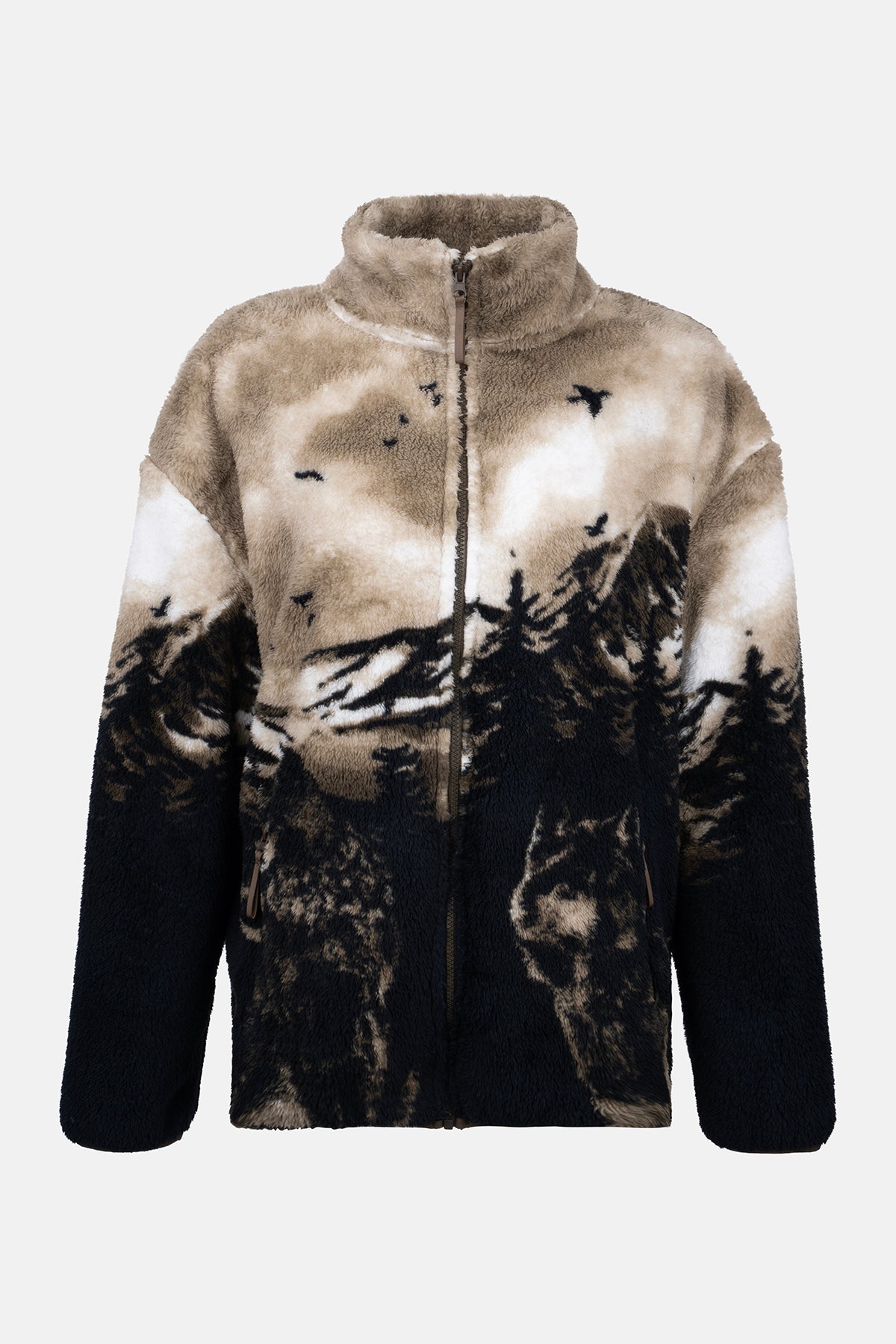 Haki Dağ Manzaralı Sweatshirt