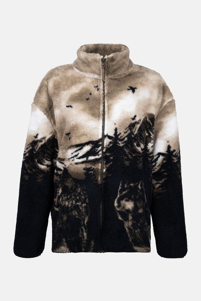 Haki Dağ Manzaralı Sweatshirt