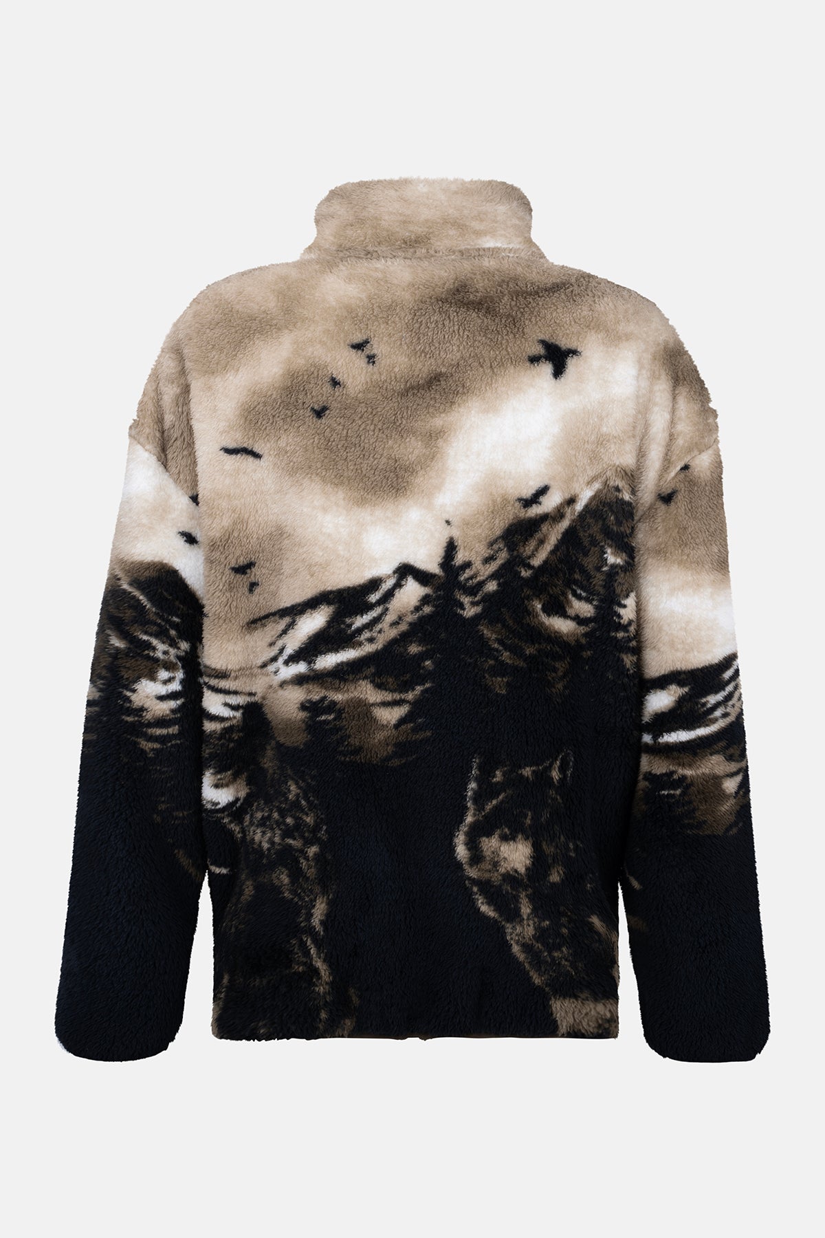 Haki Dağ Manzaralı Sweatshirt