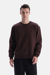 Kahverengi Bis Yaka Dikiş Detaylı Interlok Sweatshirt
