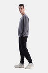 Antrasıt Bis Yaka Pamuklu Sweatshirt