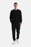 Siyah Bis Yaka Pamuklu Sweatshirt